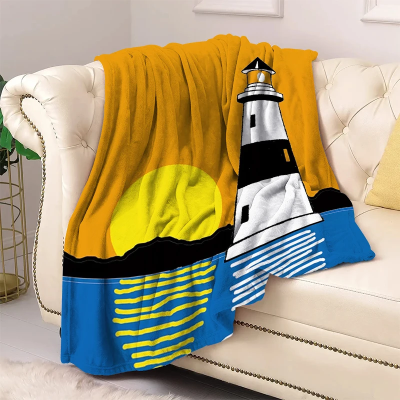 

Lighthouse Shaggy Throw Blanket for Living Room Cute Fluffy Soft Blankets Sofa Summer Bedspread on the Bed Bedroom Decoration