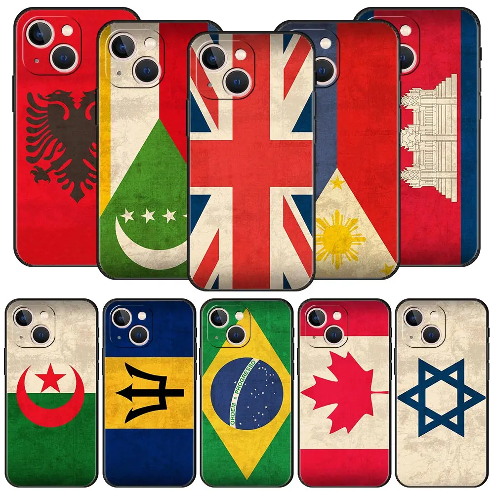 

Canada Israel National Flag Japan Silicone Phone Case For iPhone 11 12 13 14 Pro Max Mini X XR XS 7 8 Plus SE 2020 Luxury Cover