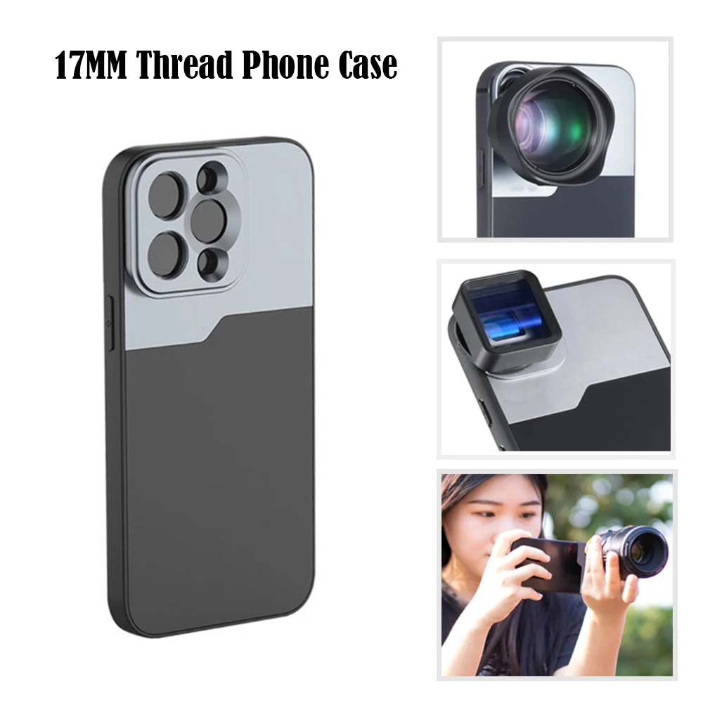 

17MM Thread Phone Case for IPhone 15 14 13 12 Pro Max Mini Plus Protect Housing Case for Anamorphic Lens Macro Wide Angle Lens
