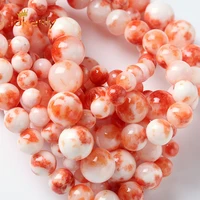 natural orange white persian jades stone beads round loose beads for jewelry making fit diy bracelet accessories 6 8 10 12mm 15