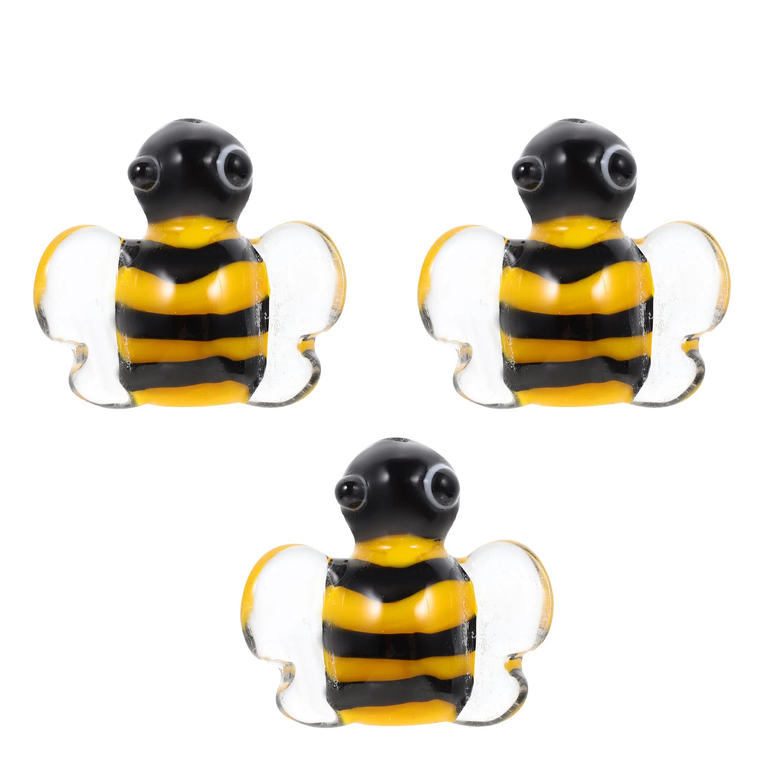 

3pcs Glass Bee-shaped Beads Tiny Bees Spacer Beads Loose Beads for Jewelry Making