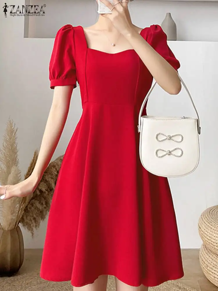 

Женский сарафан в Корейском стиле с квадратным вырезом и пышными рукавами