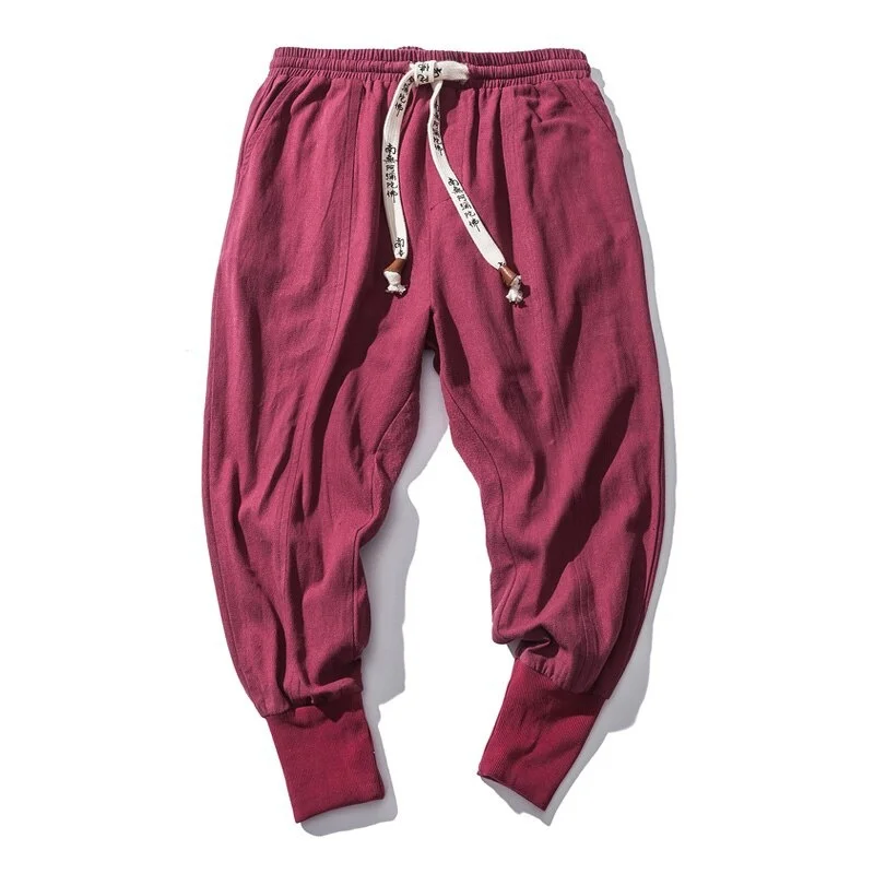 

Spring New Streetwear Men Harem Pants Casual Cotton Linen Trousers Korean Style Man Jogger Pants New Baggy Pants Men