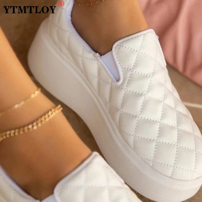 

Женские повседневные туфли без шнуровки, модные однотонные удобные лоферы на плоской платформе с круглым носком, 2022