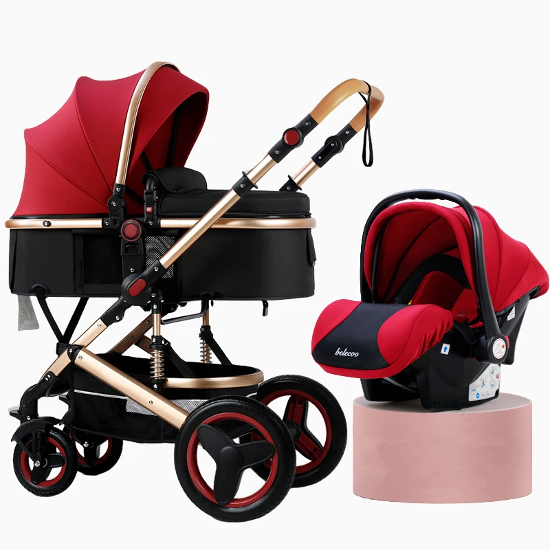 High Landscape 3 In 1 Baby Stroller  with Car Seat and Stroller Luxury Infant Stroller Set Newborn Baby Car Seat Trolley enlarge