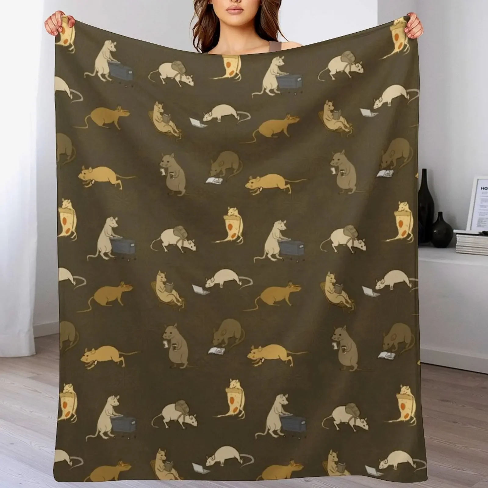 Rats Having a Good time Throw Blanket Multi-Purpose For Sofa Thin Warm Blankets