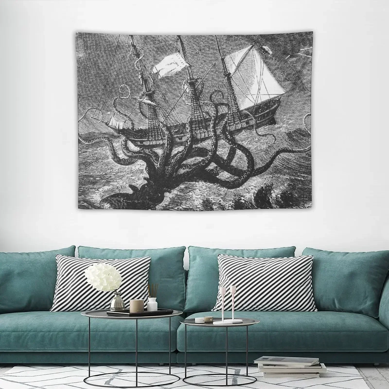 Kraken Rules the Sea Гобелен Роскошное украшение для гостиной Спальня Организация и