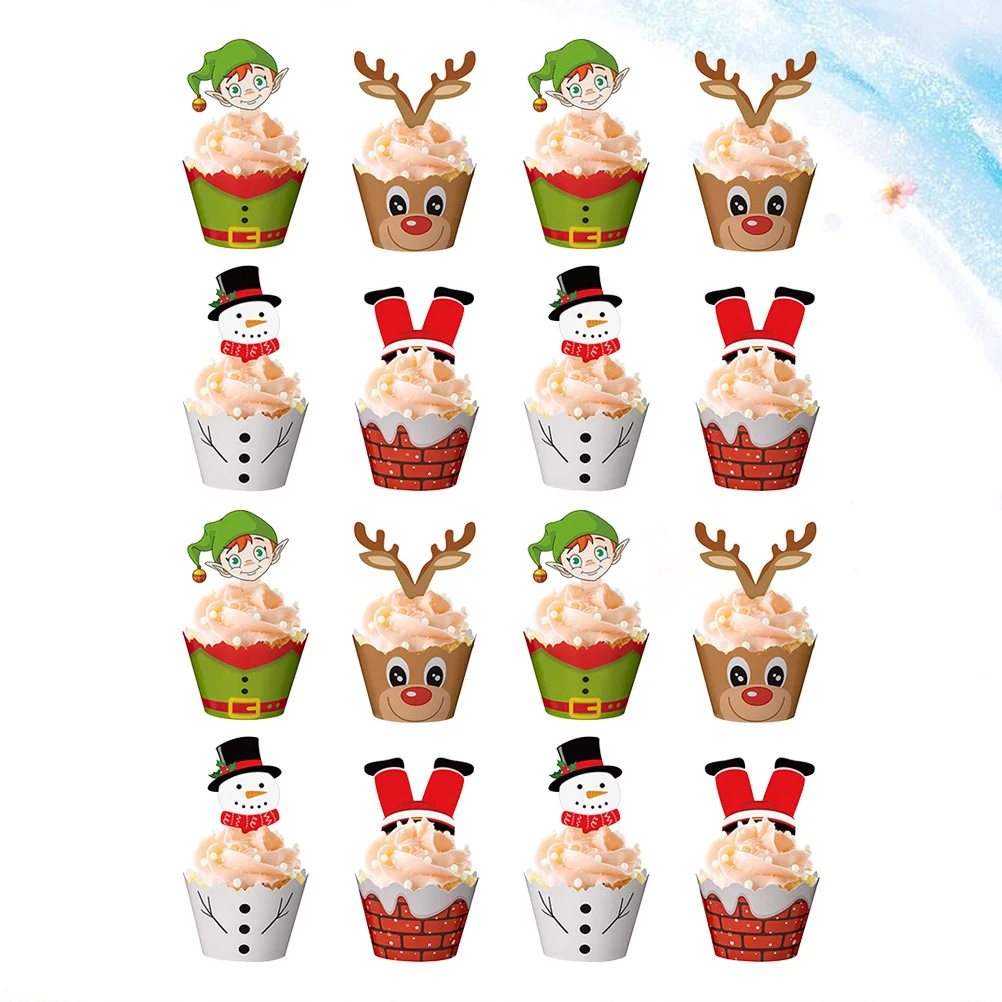 

Christmas Cake Cupcake Wrappers Muffin Liner Wedding Paper Wrapper Toppers Picks Cups Holiday Cartoon Dessertcases Decorations