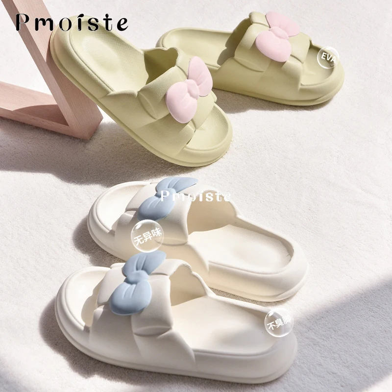Butterfly-knot Women Slippers Summer Lovely Home Slippers for Female Bathroom Non-slip Shoes Thick soled EVA Slippers