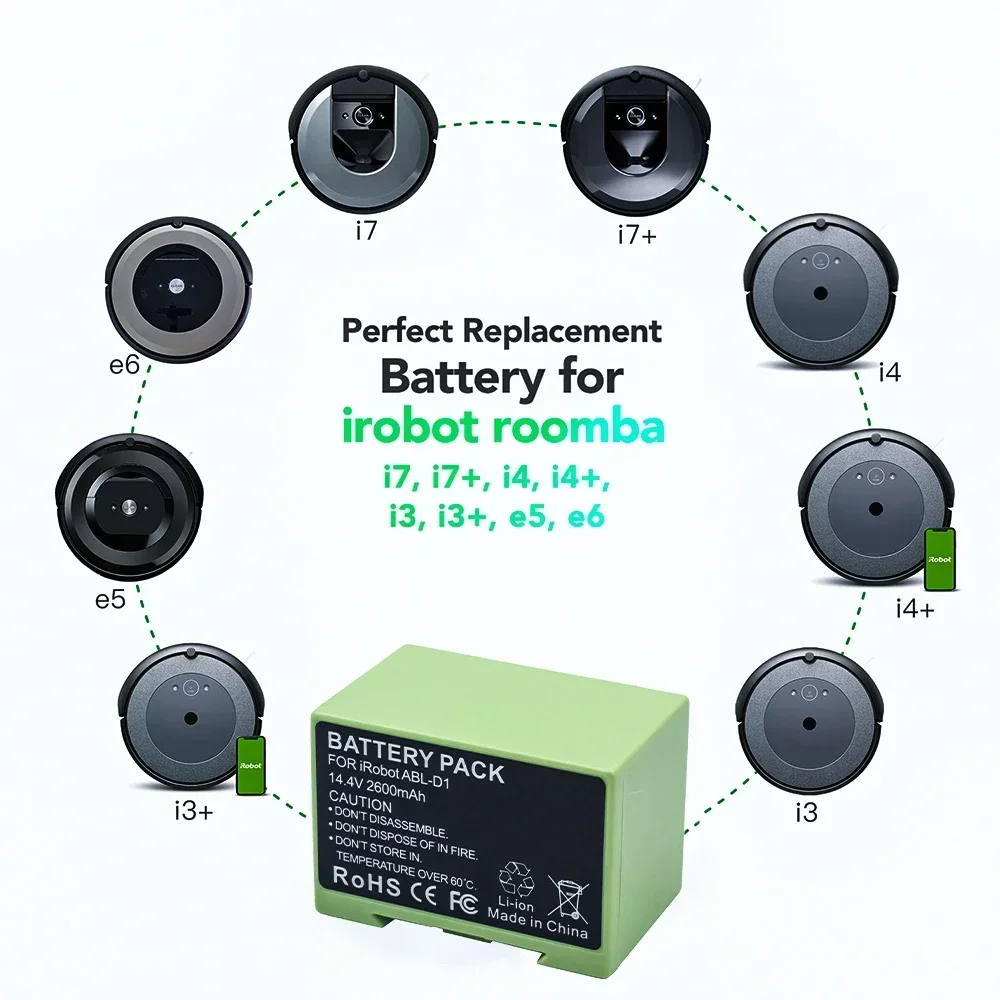 Фото Для iRobot Roomba i7 Сменный аккумулятор 4000 мАч 14,4 В для i3 i4 i5 i6 i7 i8 J7 E5 серии пылесос перезаряжаемый аккумулятор №5