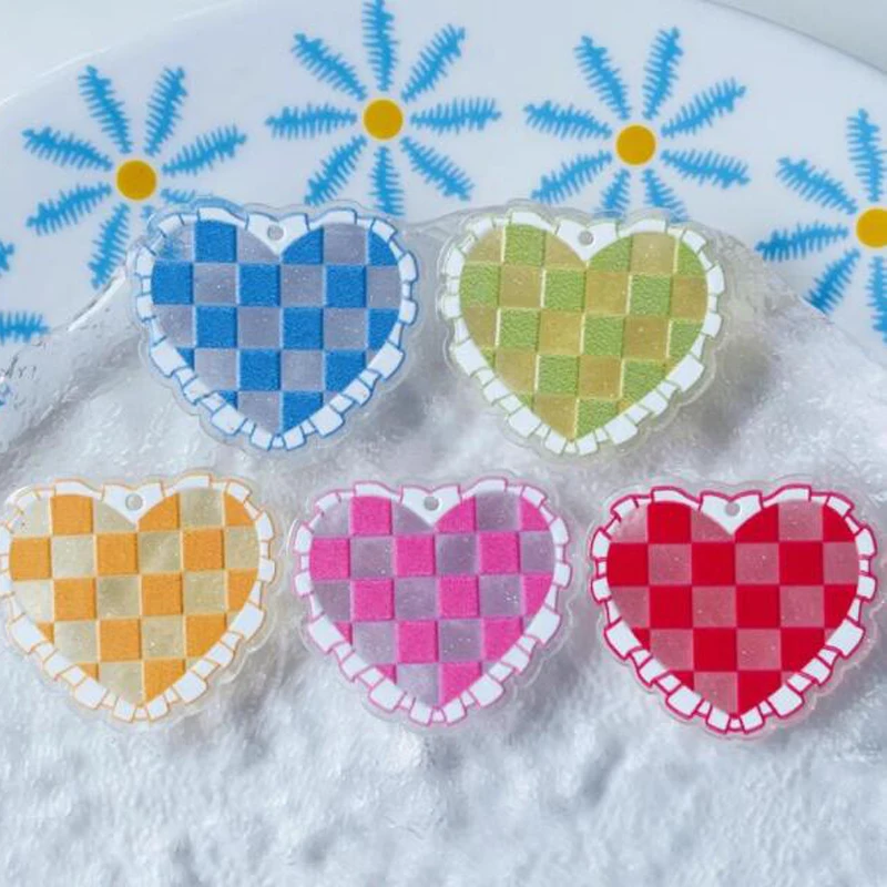 

10 шт./лот Мультяшные акриловые нашивки в форме сердца «сделай сам», блестящие декоративные аксессуары для творчества, Детские материалы для...