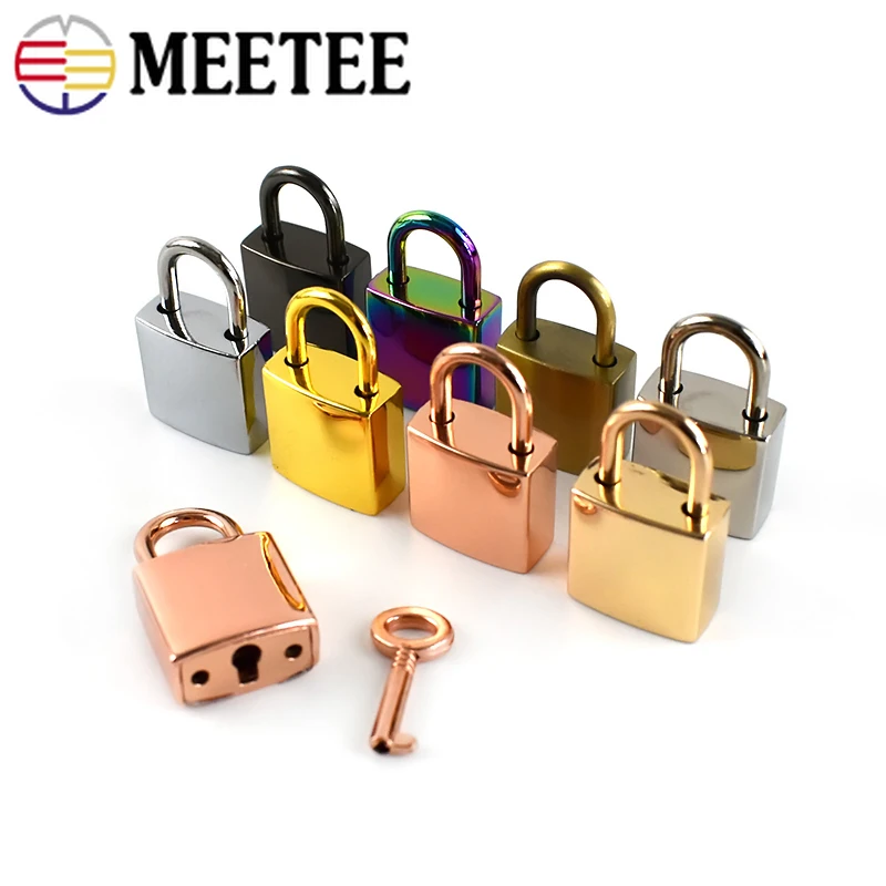 

Meetee 5/10Sets Hardware Accessories Jewelry Locks Clasp Metal Keys Padlock for Luggage Box Decor Lock Buckle DIY Spring Clasp