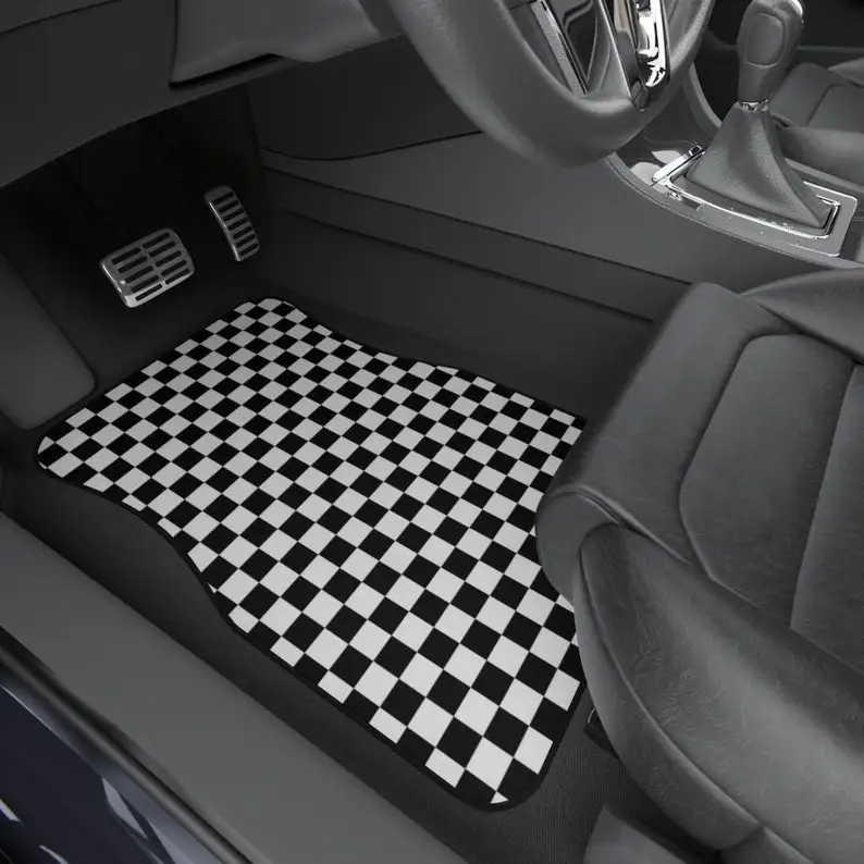 

Black and White Checkered Car Mats (2x Front)