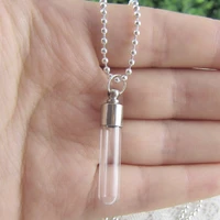 fashion silver color glass bottles pendant necklace long chain for men women perfume fetal hair bottle anniversary jewelry gifts