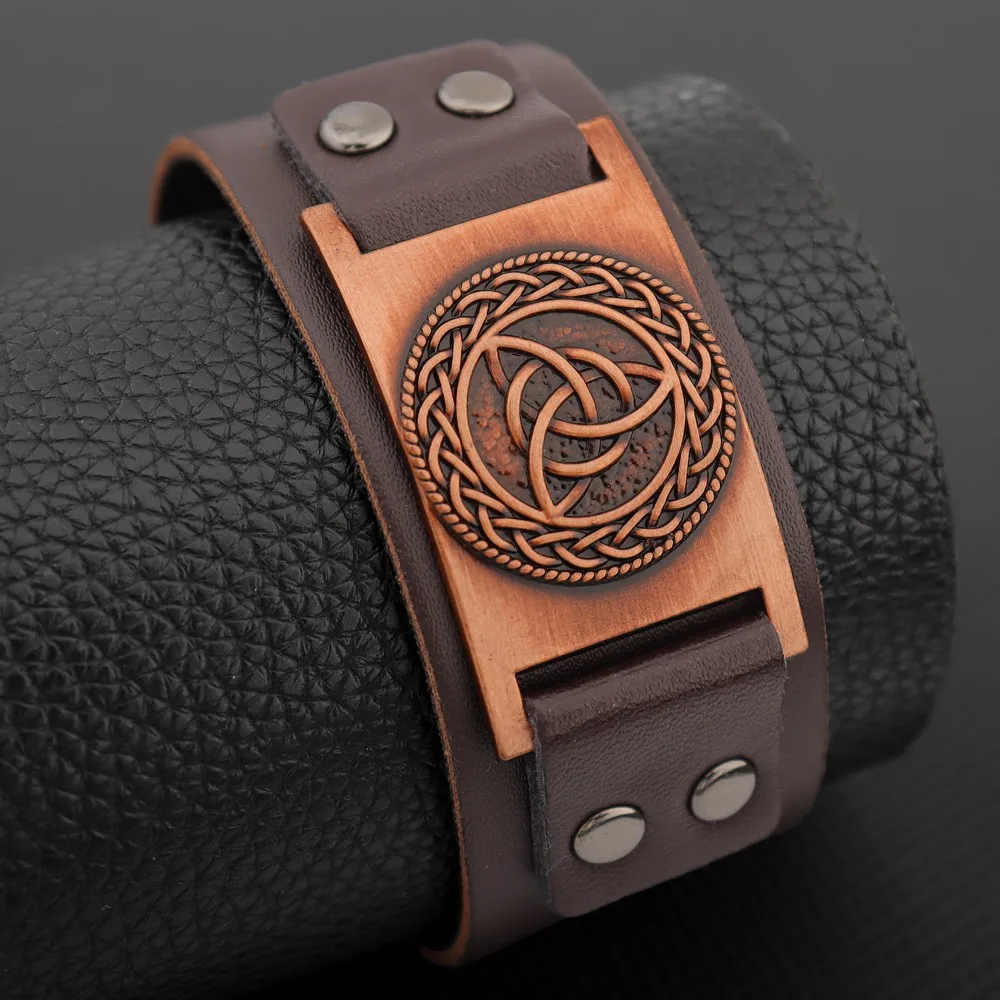 Винтажный скандинавский кожаный браслет