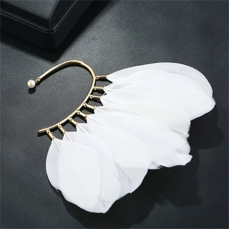 1 шт. уникальные унисекс большие перьевые серьги-клипсы для ушей не пирсинг