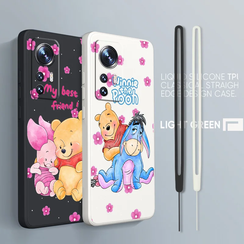 

Disney Winnie Pooh Cute For Xiaomi Mi 13 12T 11i 11X 10S 10 Pro Lite Liquid Rope Silicone Black Phone Case