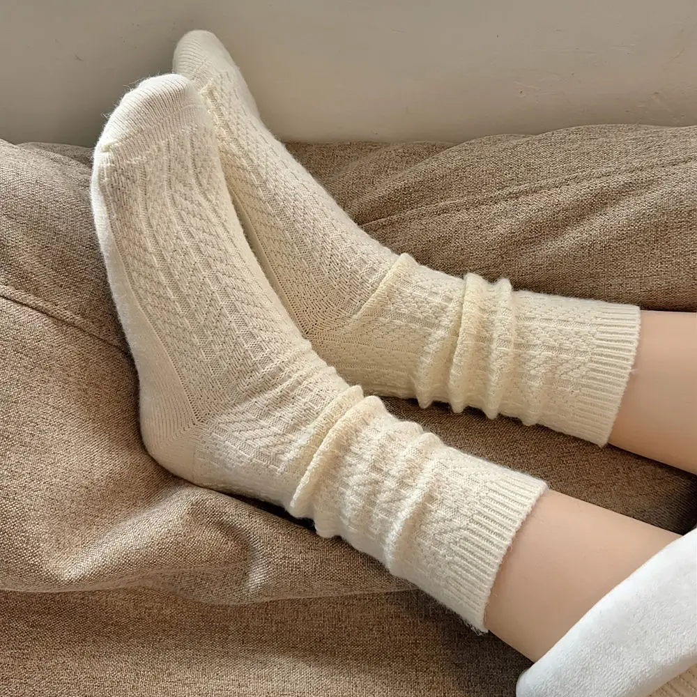 Термоноски женские осенние и зимние толстые теплые однотонные длинные носки