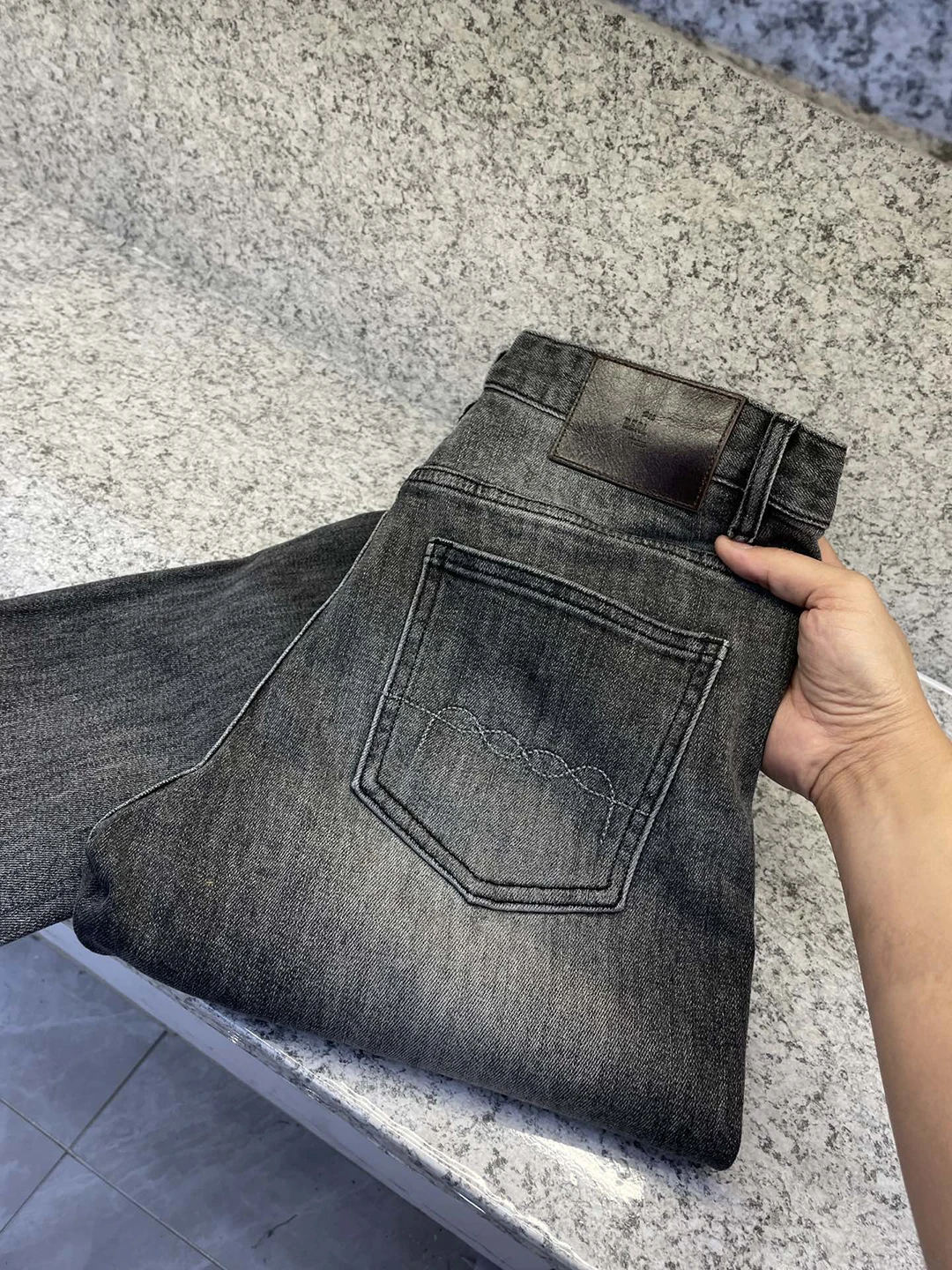 BLLIYOSS Jeans Light luxury Classic Pants Men 2024 FW NEW Craftsmanship Exclusive Custom Leather Tag Medium Thickness Smoky Gray