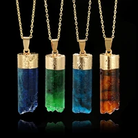 colorful natural stone crystal pendant chain necklace fashion womens long necklaces 2021 stainless steel necklace for women emo