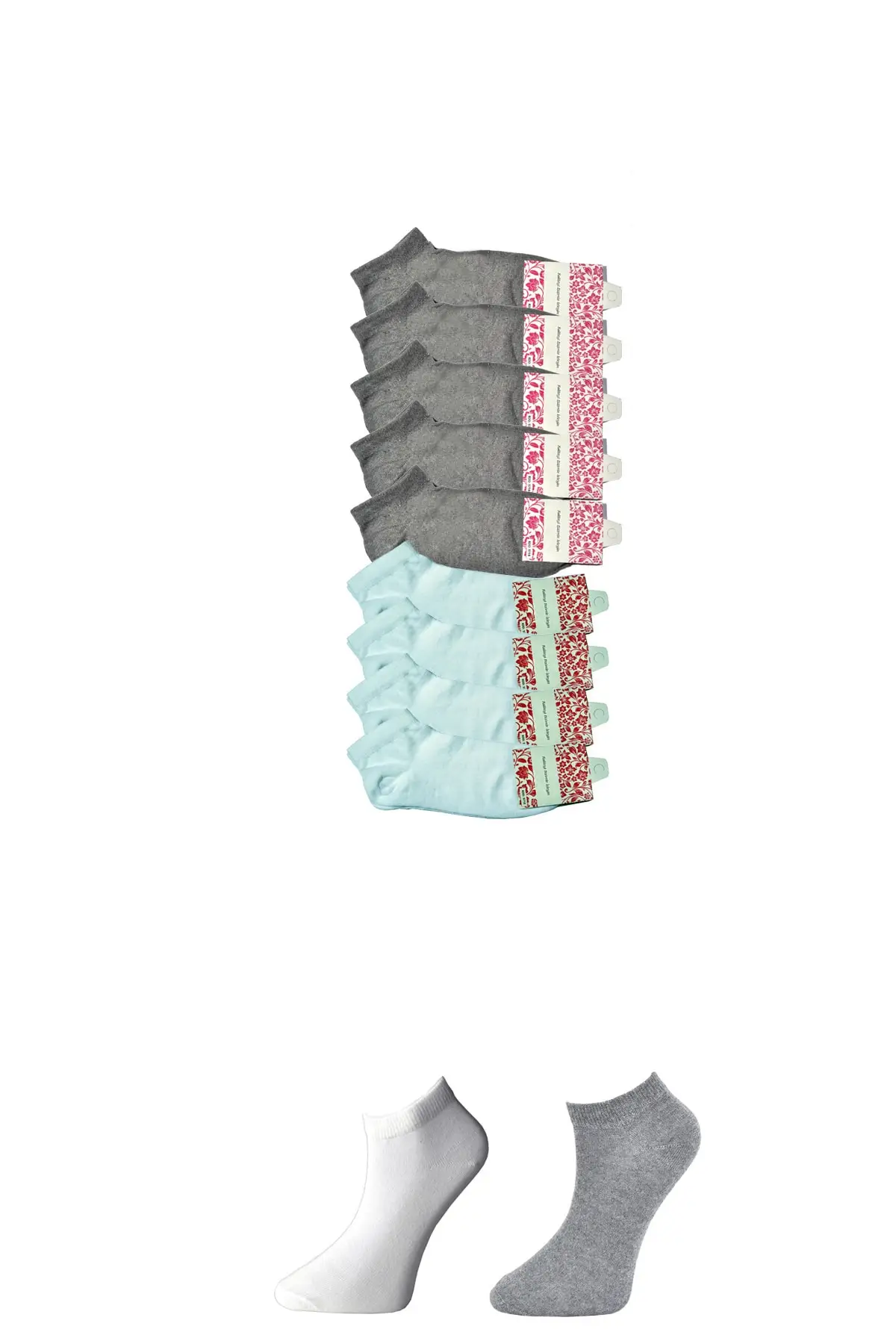 

Серые и белые женские носки на запястье 9 шт.