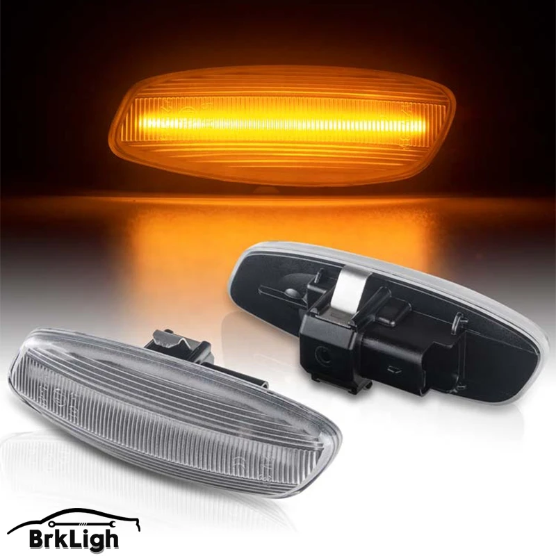 

2x Dynamic Silver LED Side Indicator Repeater Light For Peugeot 207 308 Citroen C3 C4