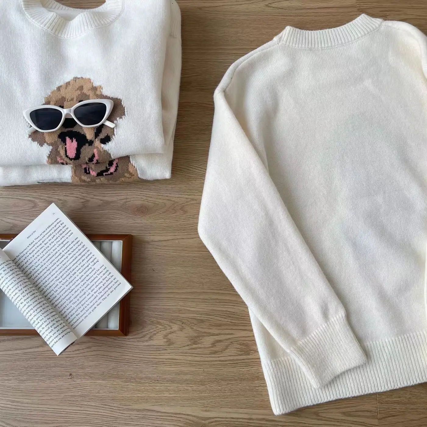 Женский Теплый свитер в стиле ретро 90-х с круглым вырезом и длинным рукавом