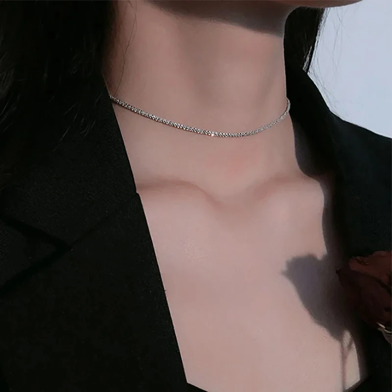 Минималистичное серебряное ожерелье Foxanry сверкающее ожерелье-чокер