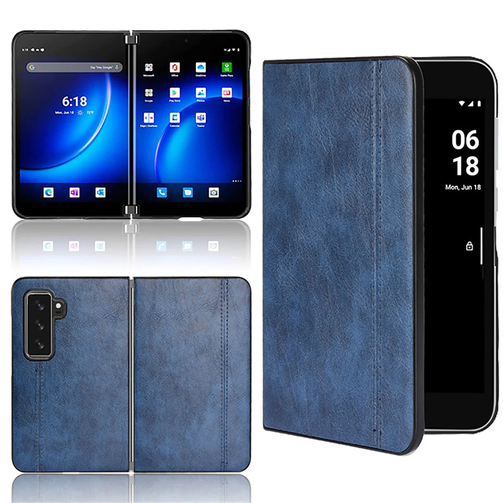 

for Microsoft Surface Duo 2 Phone Case Cover Litchi Skin PU Leather PC Protective Cover
