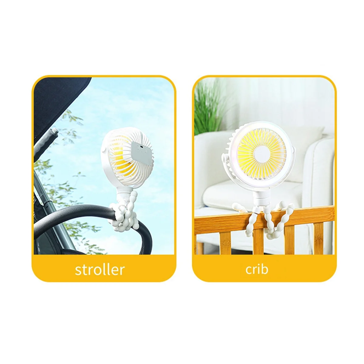 Розовый портативный перезаряжаемый вентилятор для детской коляски клипса