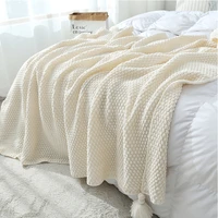 solid knitted blanket with tassel for bed sofa blanket cover nordic thick quilt super soft bedding sleeping covers