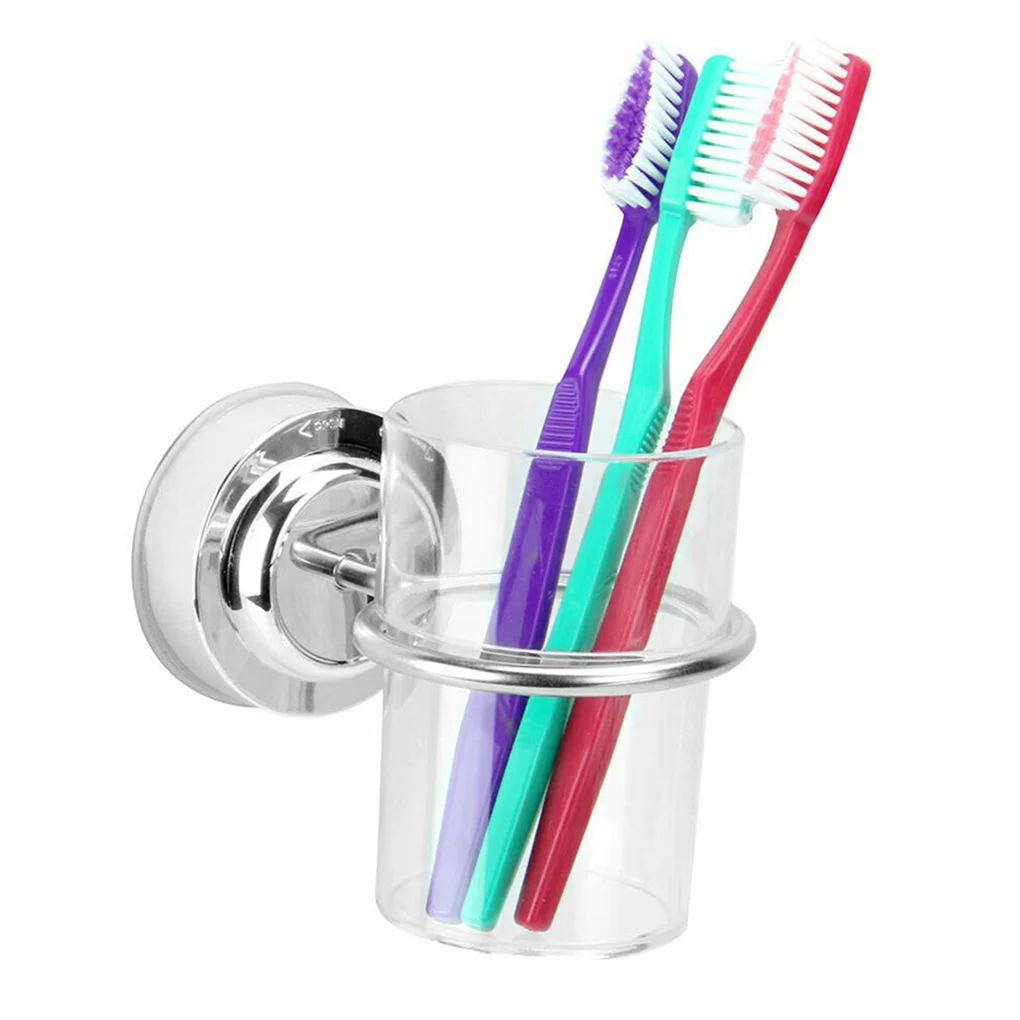 Toothbrush Cup Holder Bathroom Wall Mounted Cup Holder Plastic Toothbrush Toothpaste Mug Rack