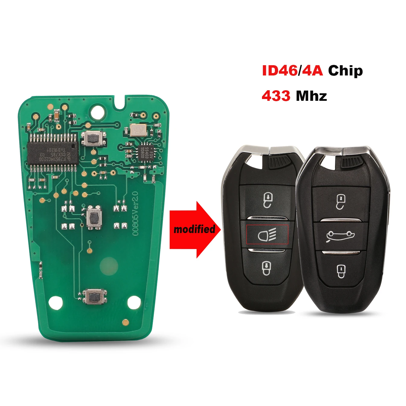 

jinyuqin Board Only Keyless Go Remote Key 433Mhz For Peugeot 308 408 508 5008 Citroen C4 C4L DS4 DS5 4A/ID46 Chip 434MHz Keyless