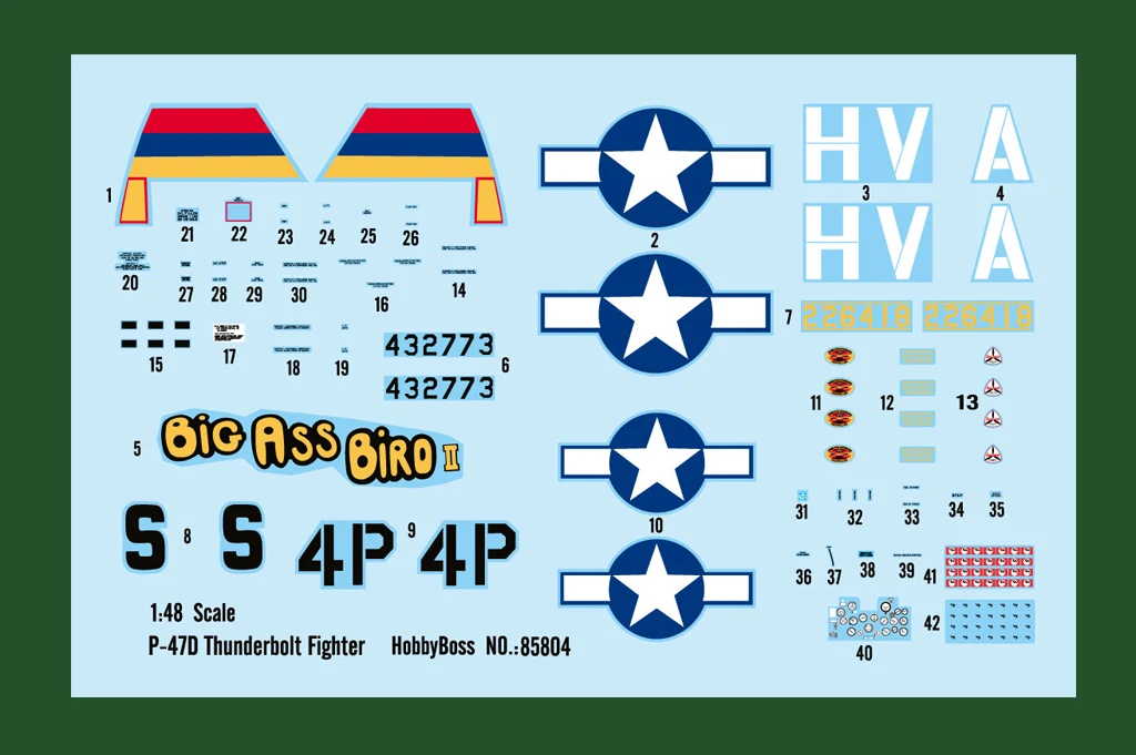 Фото HobbyBoss 85804 Масштабная модель 1/48 американского истребителя P-47D Thunderbolt, пластиковый сборный конструктор №3