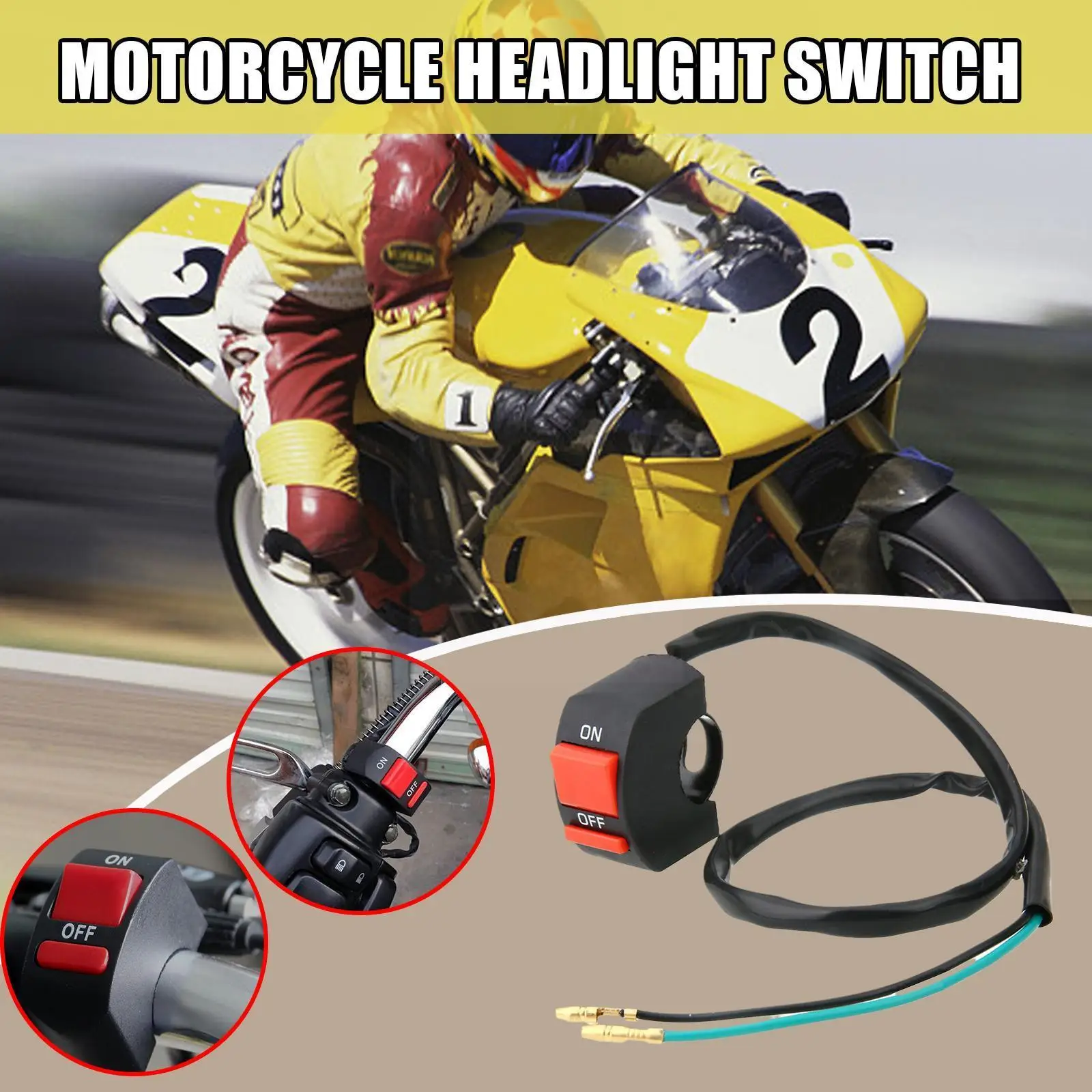 

Motorcycle Headlight Switch Black Toggle Switch On Off Push Button For Motorcycle Handlebar Tuning Part With 45cm Cable V1p7
