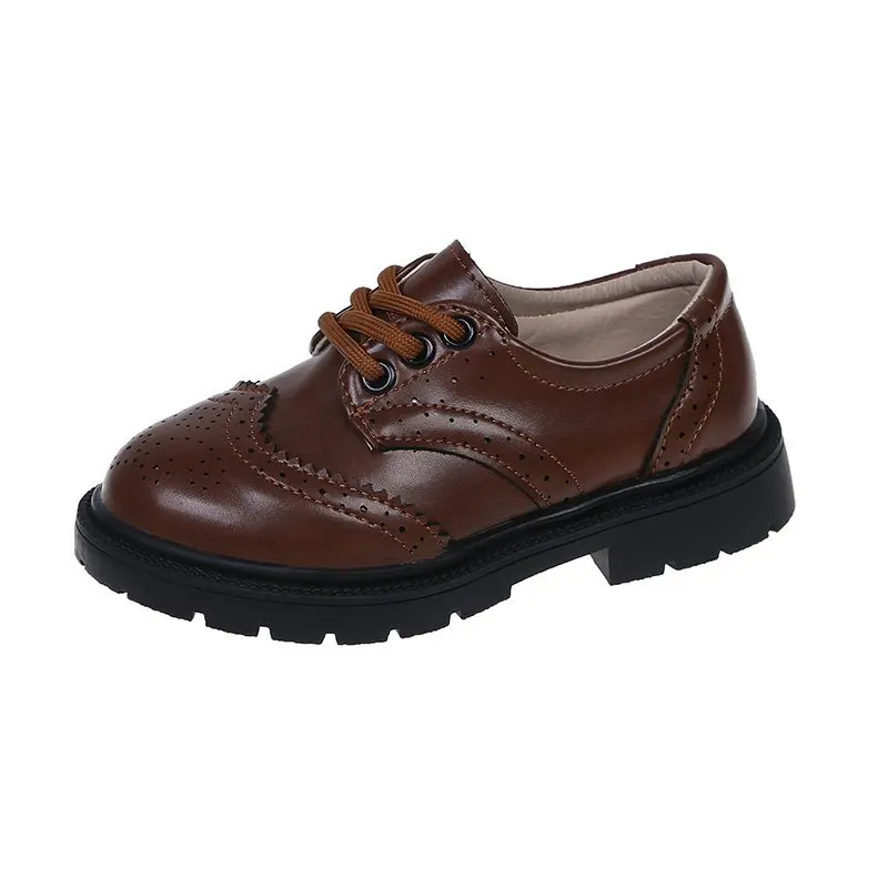 

Children Leather Shoes for Boys Girls British Style Oxfords Vintage Lace-up Kids Flats for School Party Formal Wedding 2022New