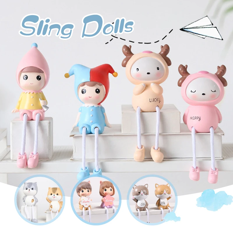 

1 Pair Lovely Resin Ornaments Cartoon Hanging Feet Couple Doll Crafts Children Birthday Gifts Home Decor New year Xmas Gift