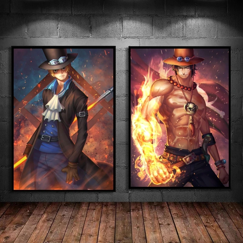 

Hot-blooded Anime One Piece Figure Sabo Portgas D Ace Home Decoration Canvas Painting Modular Pictures for Living Room