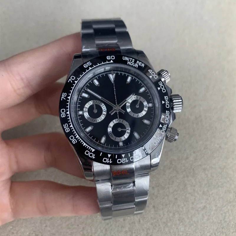 Men's Quartz Watch Chronograph Code Watch 39mm Steel Case Sapphire Glass + Steel Strap VK63 Movement  Custom watch dials enlarge