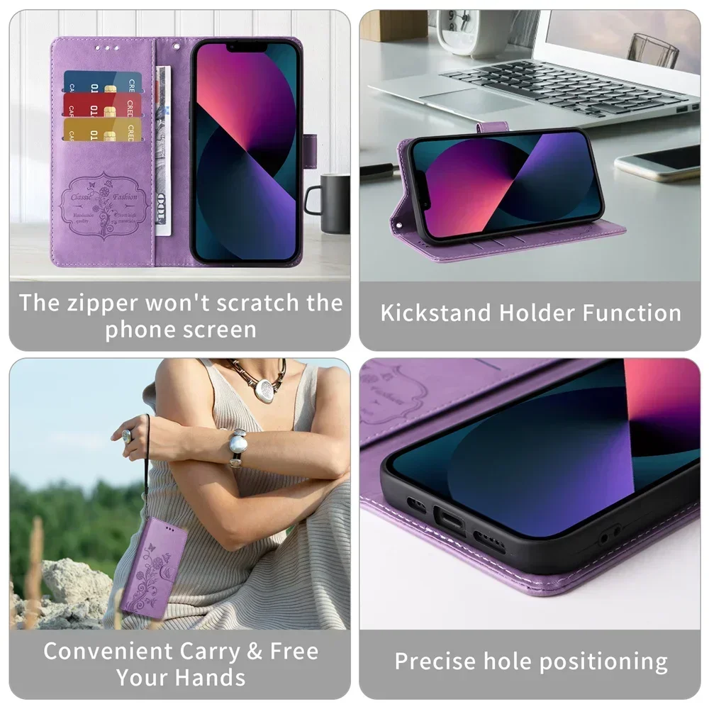 Кожаный чехол-папка для Xiaomi Poco F6 X6 M6 X5 Pro F5 5G C75 C65 C51 C55 M5S Redmi A4 A3 A2 A1 Plus Book Flip Wallet Cover Case