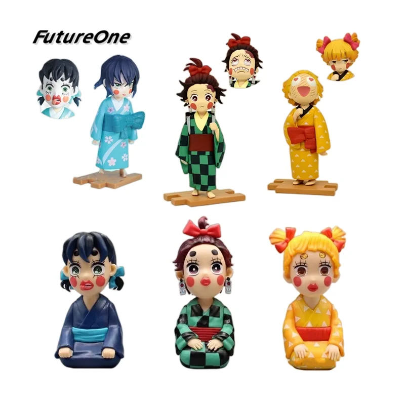 

10cm Demon Slayer: Kimetsu no Yaiba Anime Figure Tanjiro Kamado Action Figure Flower Street Beauty Figure Model Doll Toys