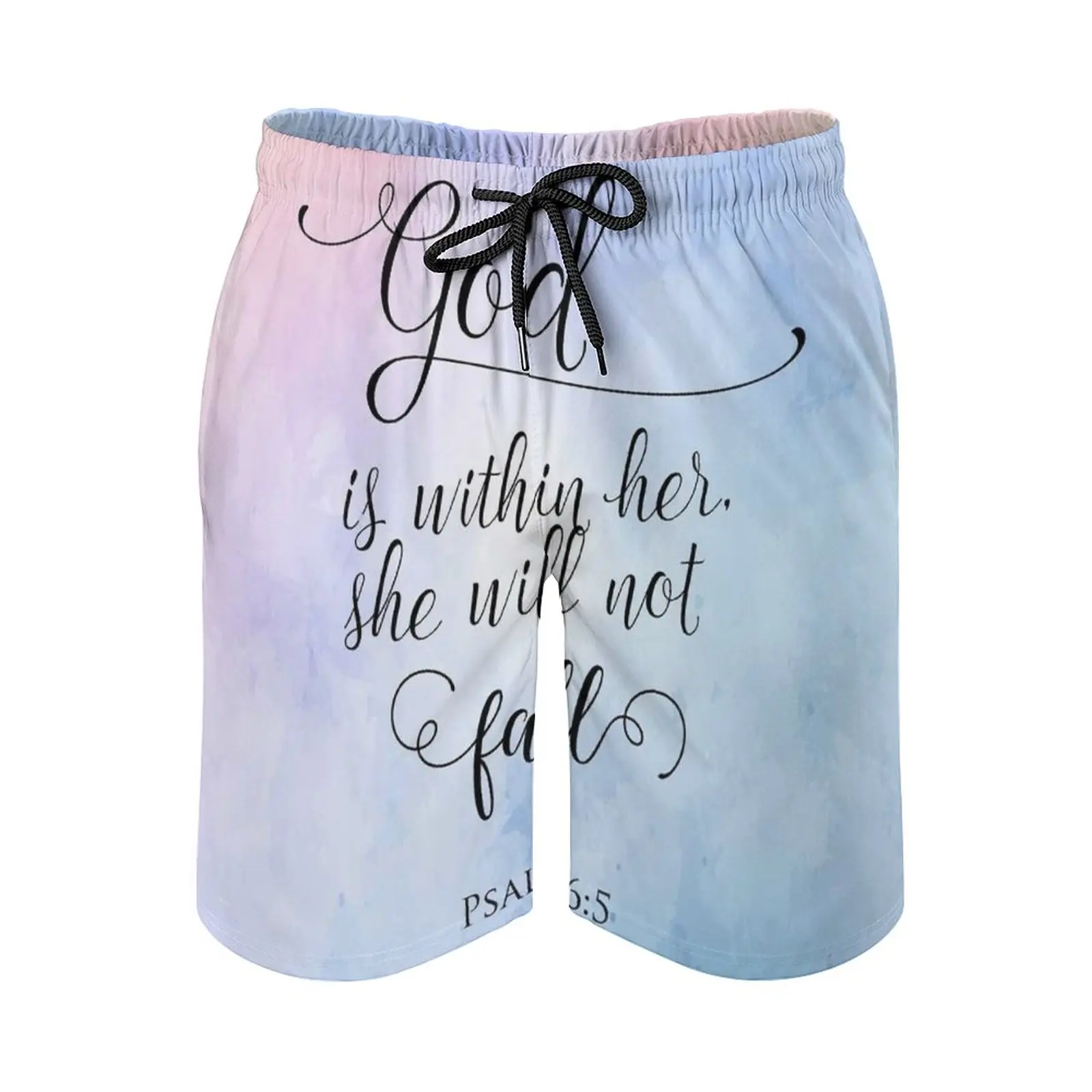 

God Is Within Her Christian Art Design Surfing Beach Shorts Men'S Boardshorts Patchwork Surf Swim Short Pants God Within Her