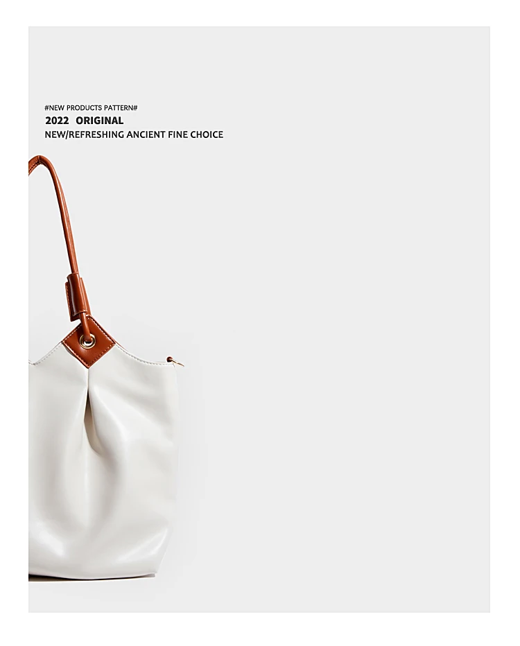 Elmsk Casual Large Capacity Tote Bag Women French Vintage Commute Leather Bag