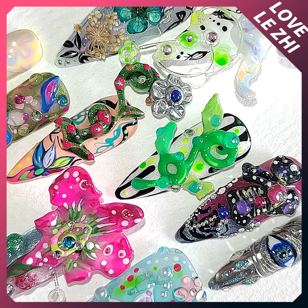 Художественные Креативные 3D Искусственные ногти Y2K в стиле панк ручной работы на