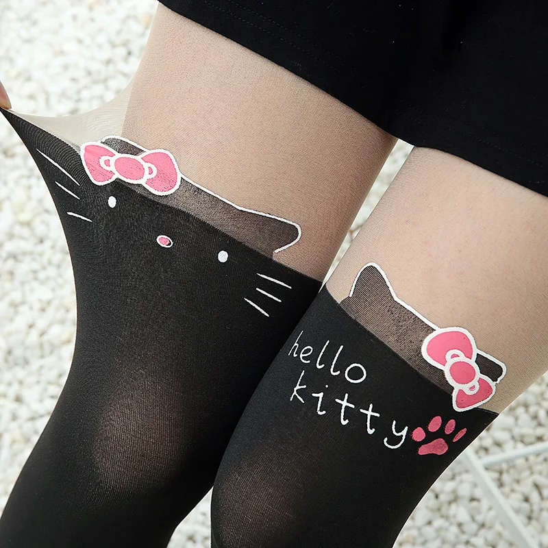 

Cute Cartoon Cat Thigh Stockings School Girl Stockings Over Knee Socks Pantyhose Japanese Lolita Retro White Hot Classic Tights