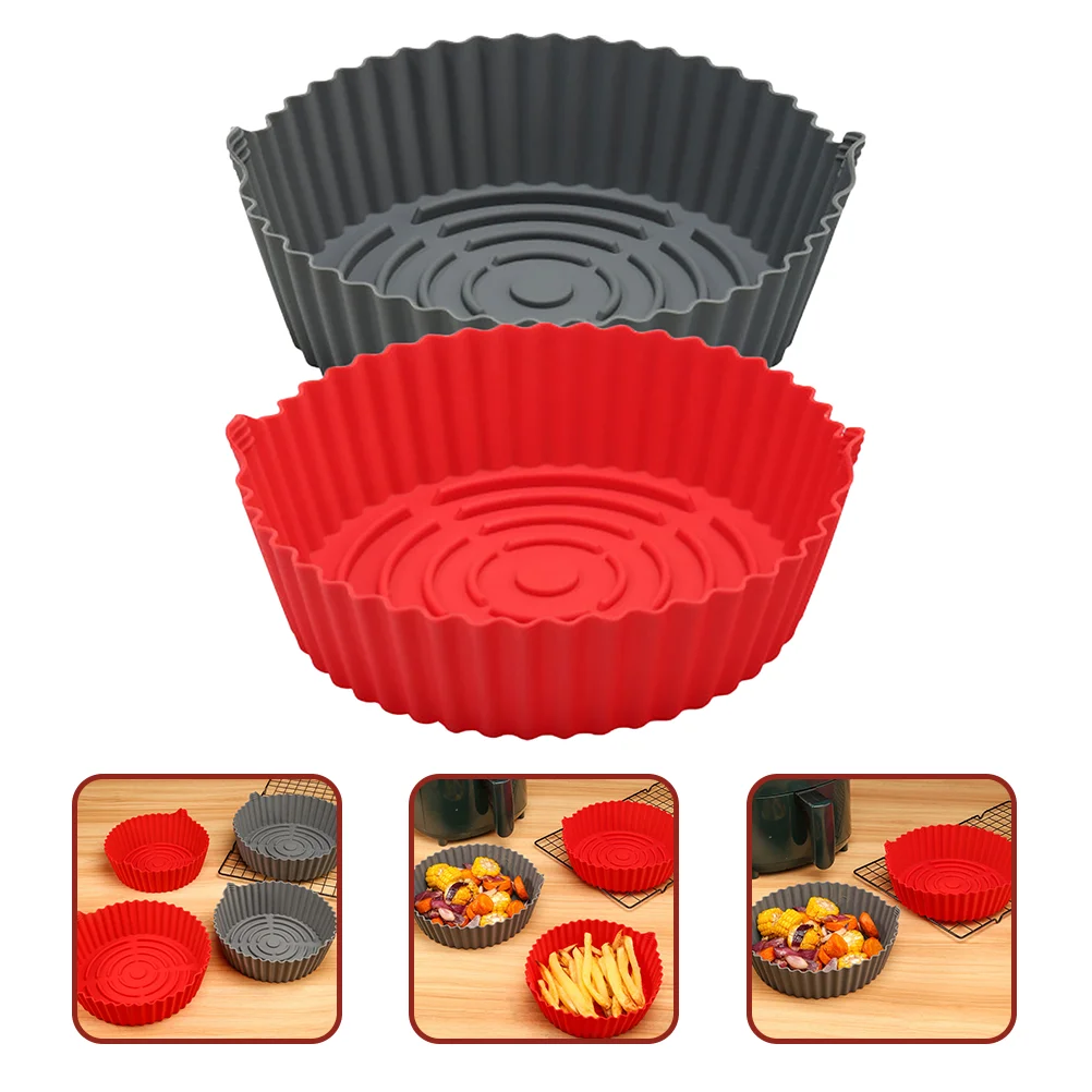 

2 Pcs Air Fryer Pan Kitchen Silicone Liner Pans Baking Creative Pot Para Round Replaceable Household Non-stick