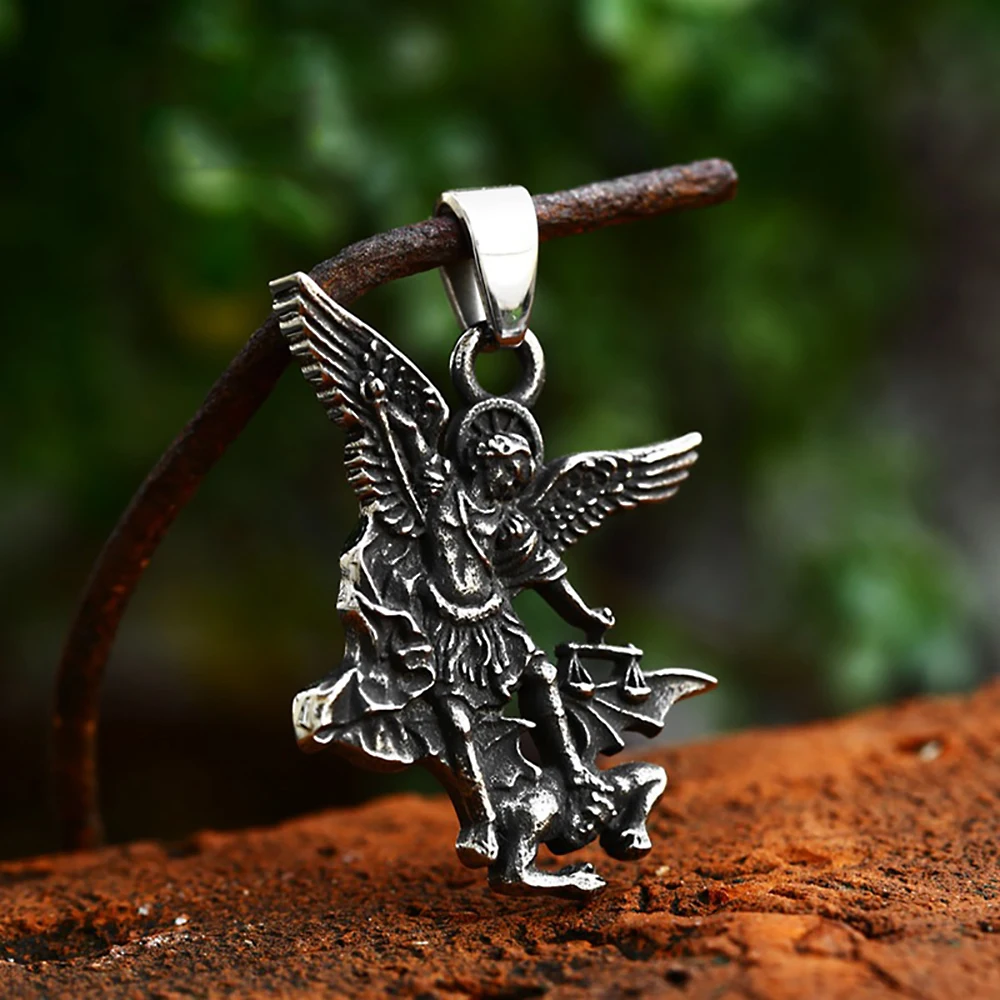 Винтажный кулон из нержавеющей стали Святого Михаила Архангела католический