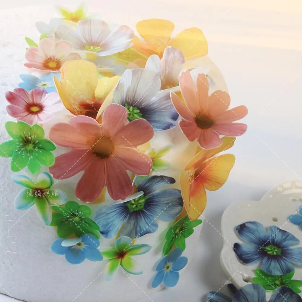 

50PCS New Flowers Cupcake Topper Glutinous Rice Paper Water Cake Decoration Bakeware Wedding Party