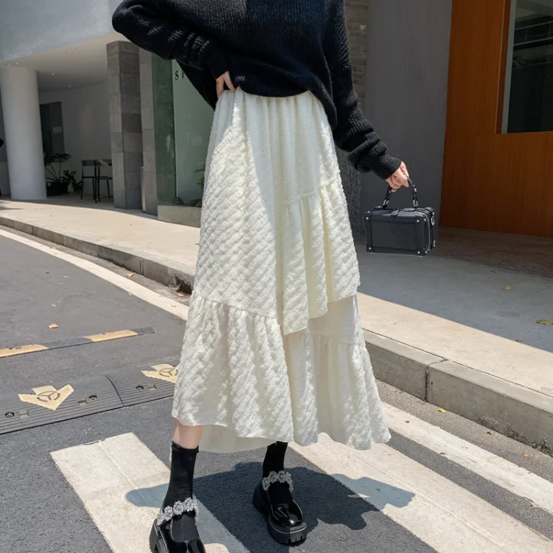 

Solid Cake Skirts for Women 2022 New In Spring / Autumn Fashion High Waist Loose A-LINE Irregular High Waist Skirt High Street