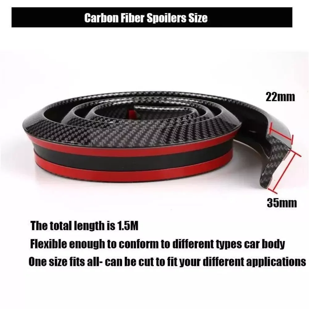 

AUTO PARTS Universal Car Rear Bumper Lip Spoiler Carbon Fiber Rubber Strip Protector for Cars, Trucks (4.92ft)